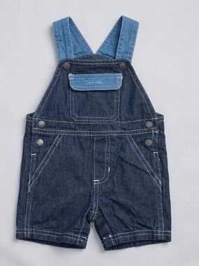 Calvin Klein Two-Tone Blue Denim Short Overalls